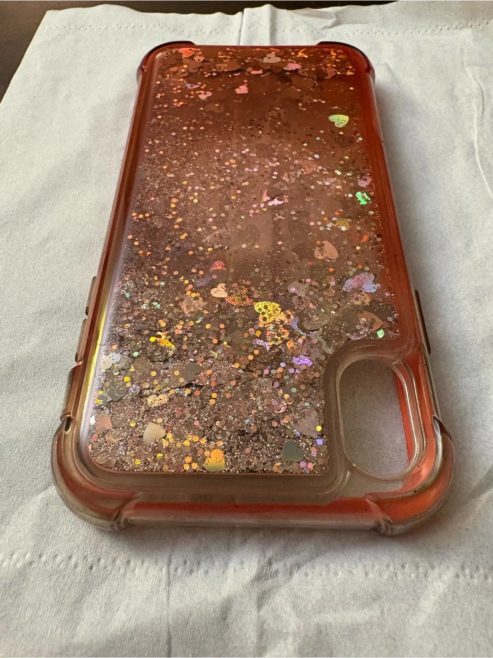 Glitter Heart Liquid Phone Case - Rose Gold